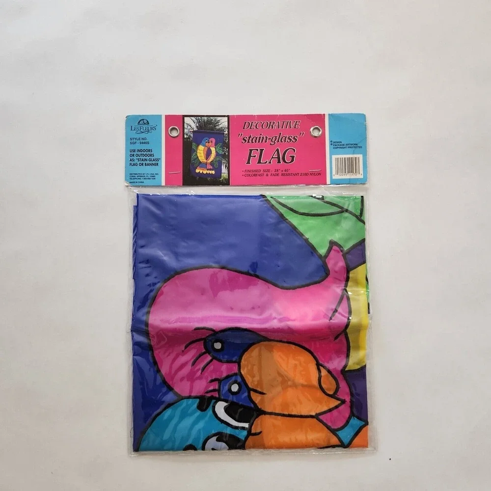 Nip Vintage Decorative House Flag Outdoor Large 28 x‎ 40 LOVE Birds (PARROTS)